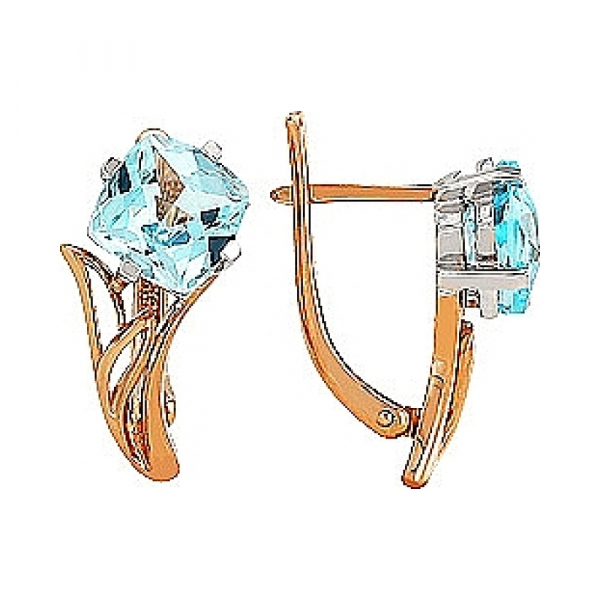 Золотые серьги с топазом № 7886