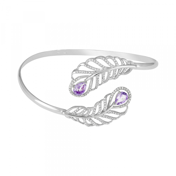 Серебряный браслет с аметистом и фианитом № 127638