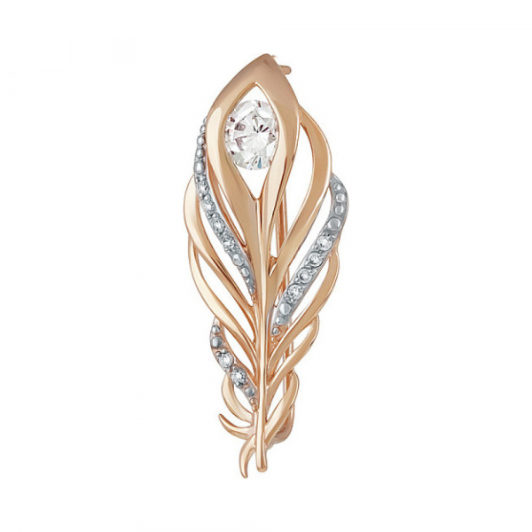 Золотая брошь с фианитами № 138008