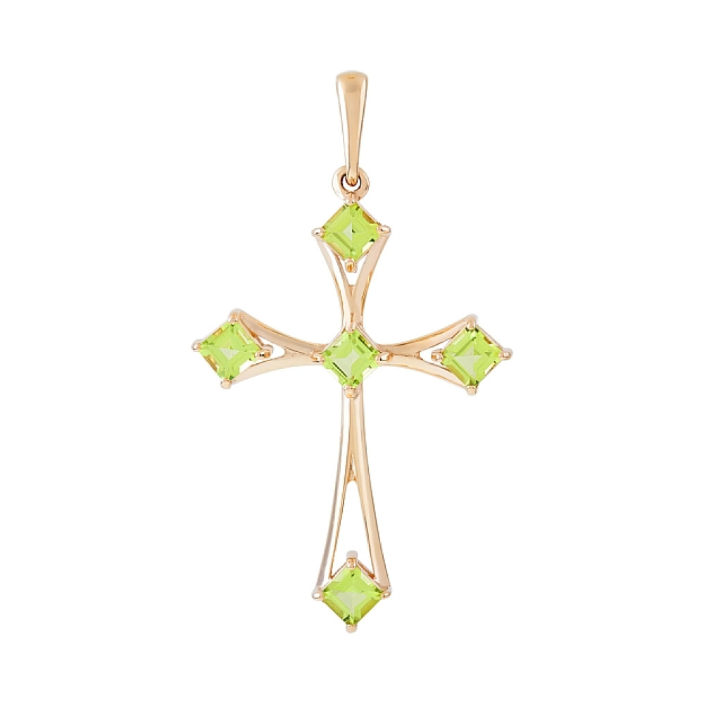 Золотая подвеска с хризолитом № 109916