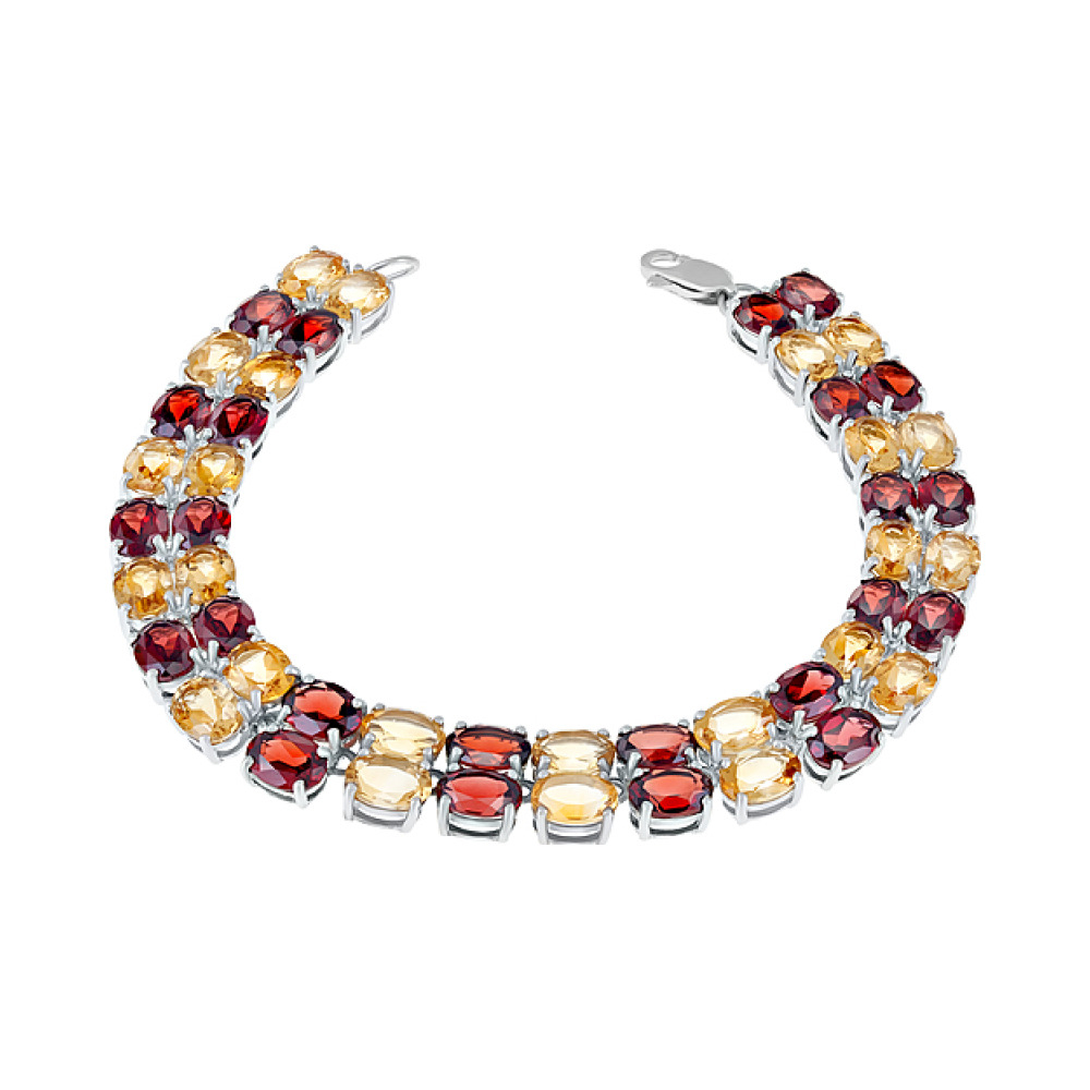 Серебряный браслет с полудраг. вставками № 123878