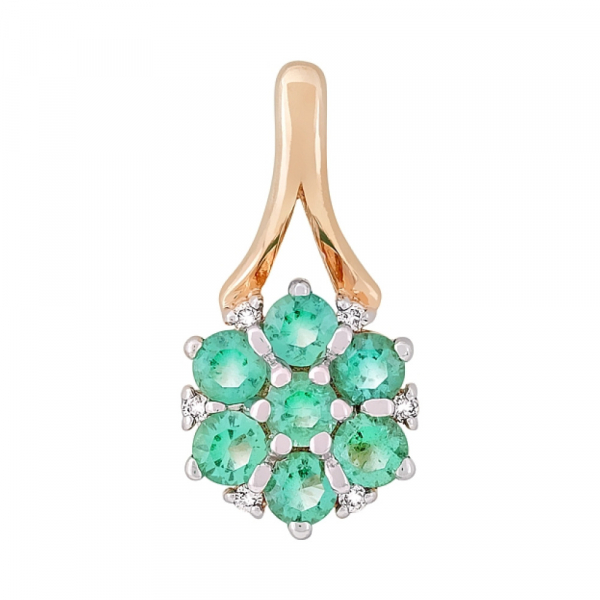 Золотая подвеска с бриллиантом и изумрудом № 119201