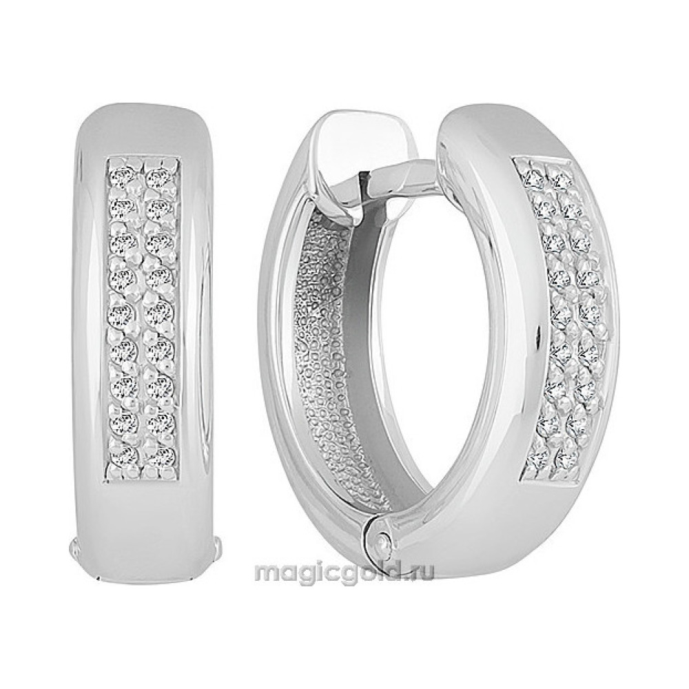 Золотые серьги с бриллиантом № 141909