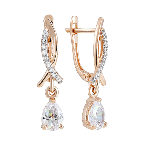 Золотые серьги с кристаллами swarovski № 127371
