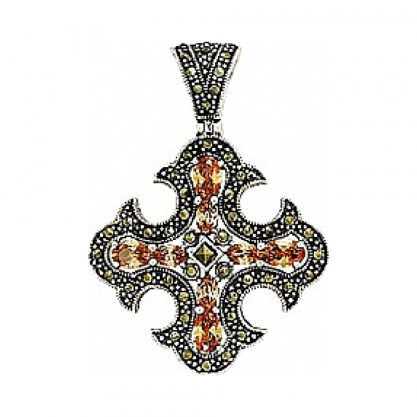 Серебряная подвеска с фианитом и марказитом № 80855
