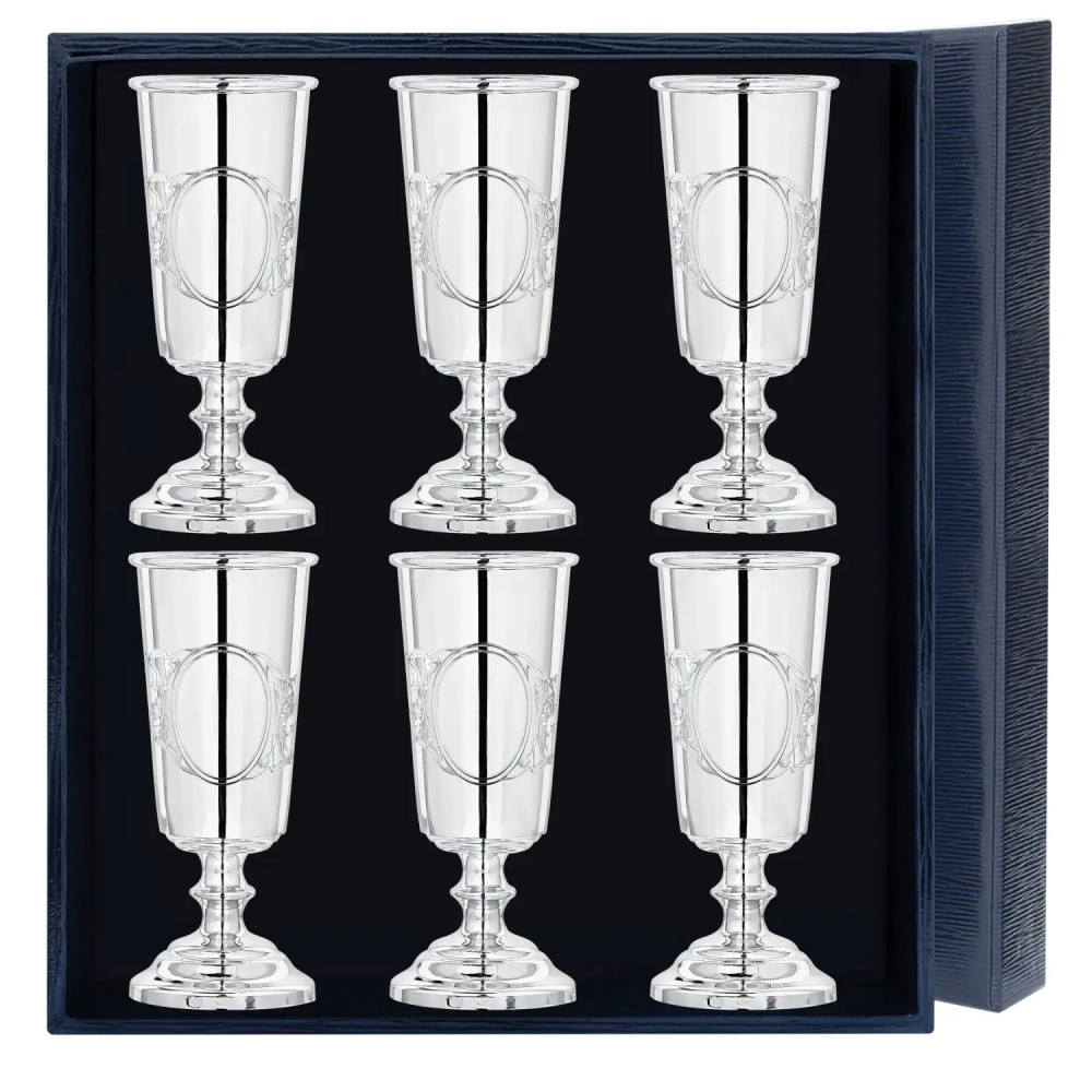 Набор рюмок Подарочная 6 предметов в футляре из серебра 925 пробы