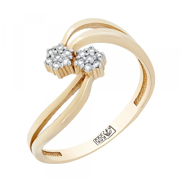 Золотое кольцо с бриллиантом № 77628