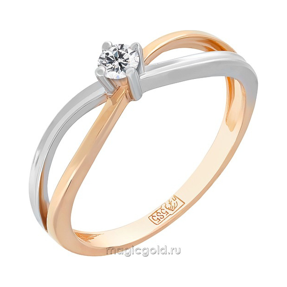 Золотое кольцо с бриллиантом № 156429