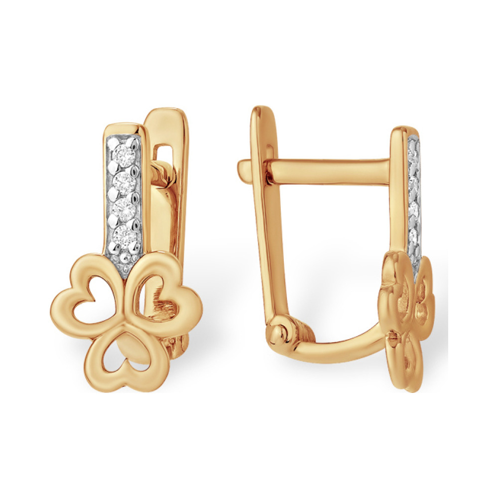 Золотые серьги с фианитом № 140194