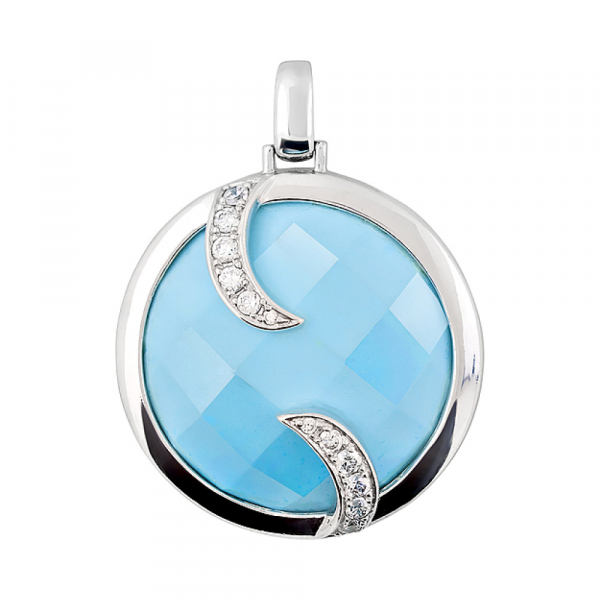 Серебряная подвеска с имитац. бирюзы и фианитом № 121489