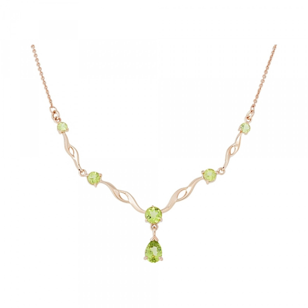 Золотое колье с хризолитом № 114648