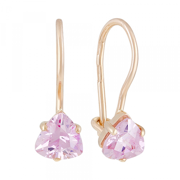 Золотые серьги с фианитом № 127737