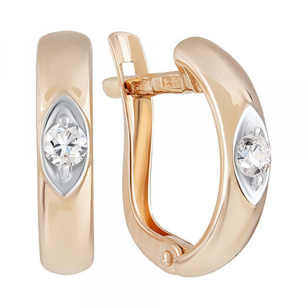 Золотые серьги с фианитом № 133892