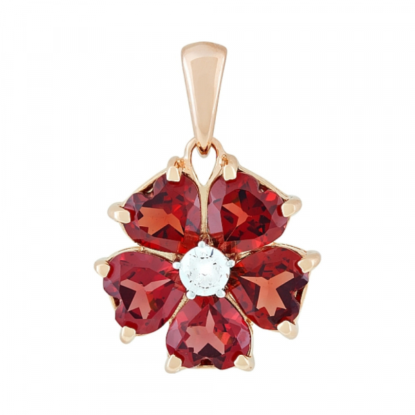 Золотая подвеска с гранатом и фианитом № 107847