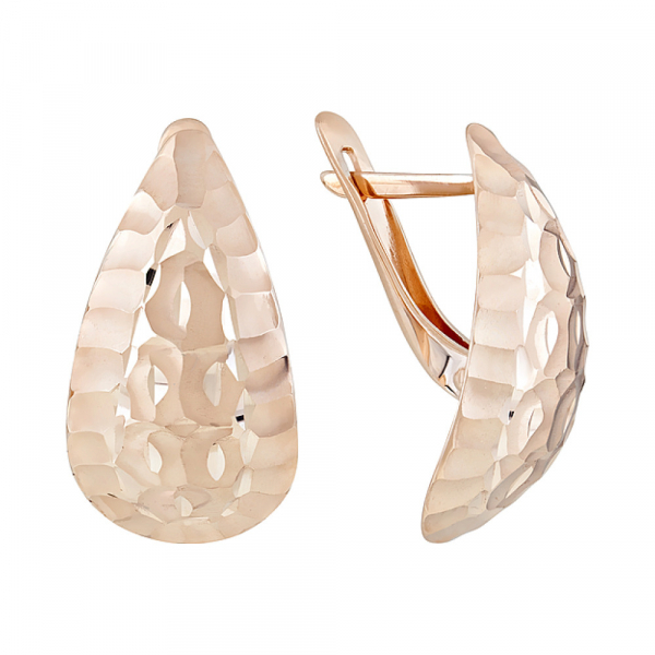 Золотые серьги без камня с алмазкой № 123985