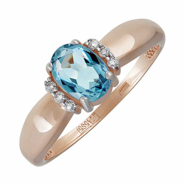 Золотое кольцо с топазом и фианитом № 137854