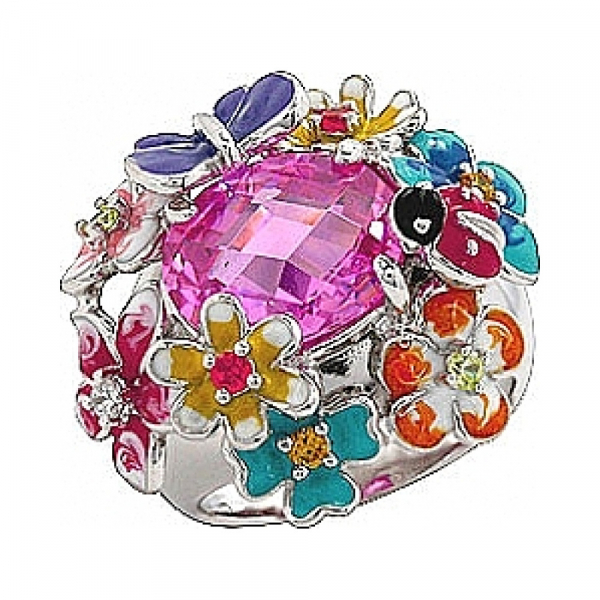 Серебряное кольцо с фианитом № 75157