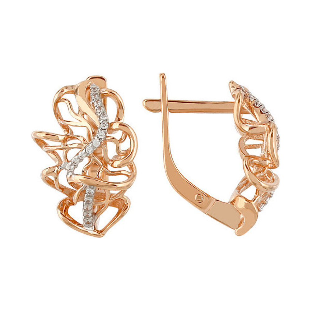 Золотые серьги с фианитом № 107580