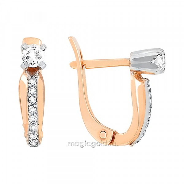 Золотые серьги с бриллиантом № 110772