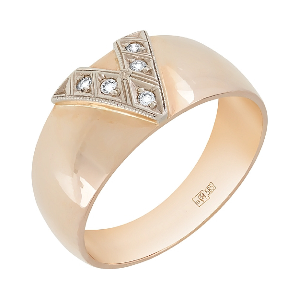 Золотое кольцо с бриллиантом чалма № 4460