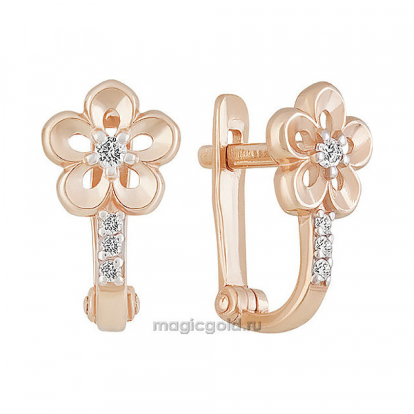 Золотые серьги с фианитом № 160249
