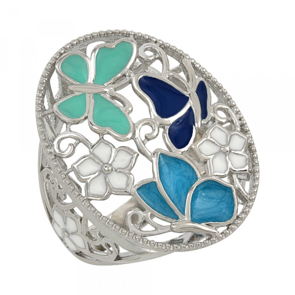 Серебряное кольцо с эмалью № 107328