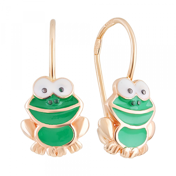 Золотые серьги с эмалью № 130006