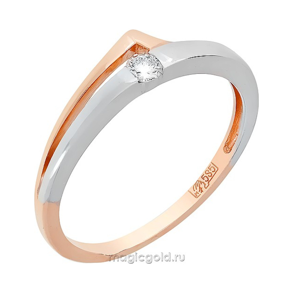 Золотое кольцо с бриллиантом № 105341
