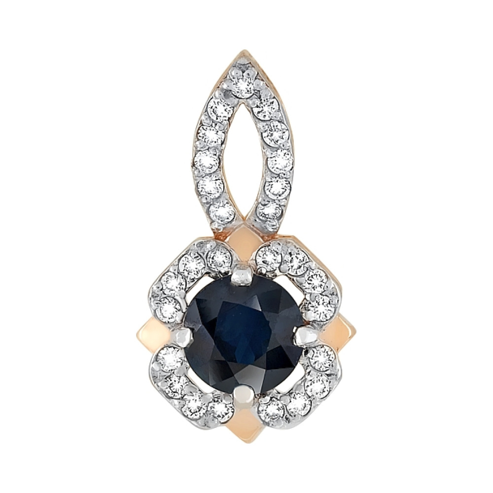 Золотая подвеска с бриллиантом и сапфиром № 119134