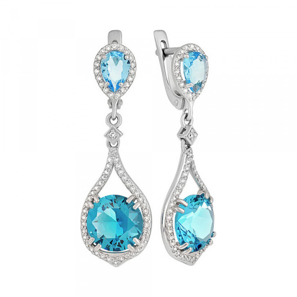 Серебряные серьги с алпанитом и фианитом № 135030