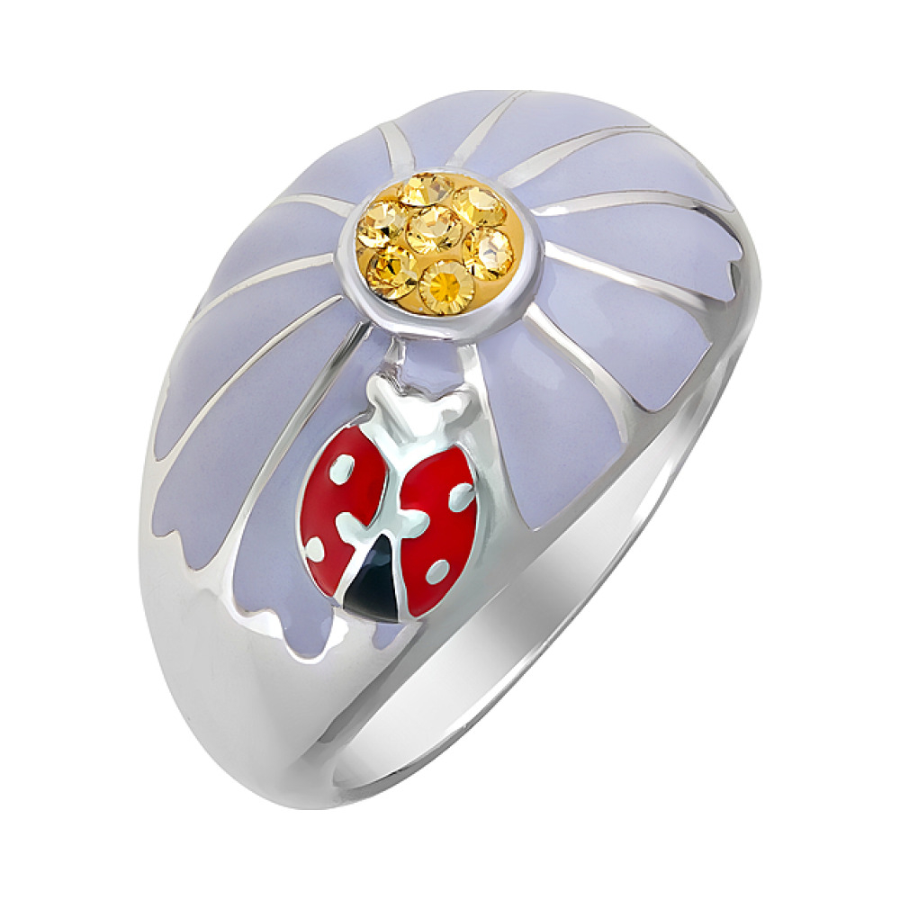 Серебряное кольцо с кристаллами swarovski и эмалью № 106168