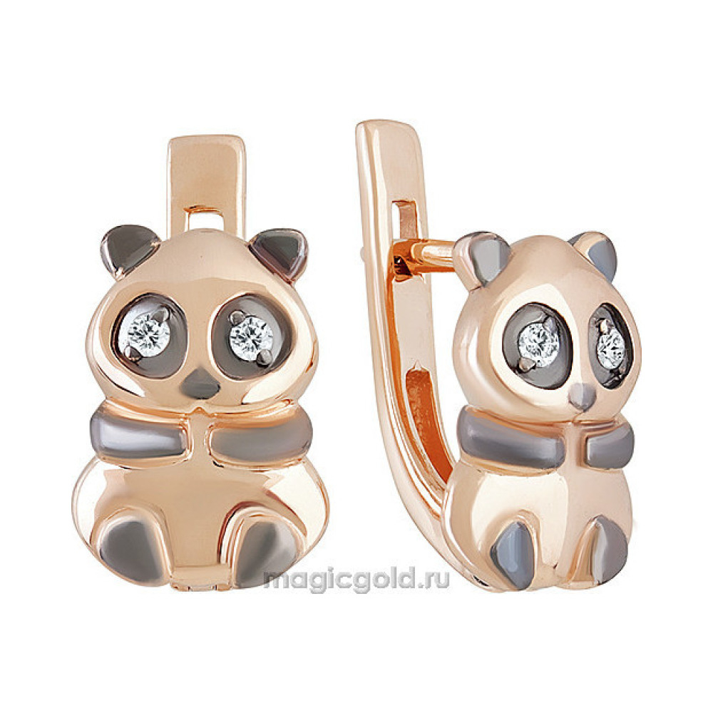 Золотые серьги с фианитом № 140665