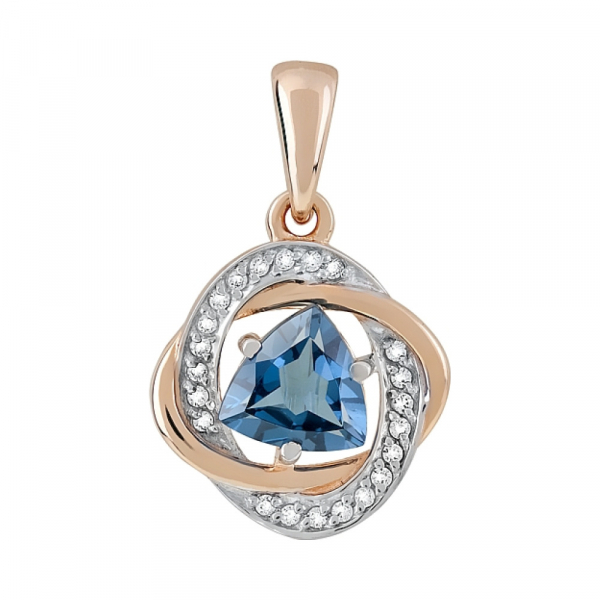 Золотая подвеска с топазом и фианитом № 119428