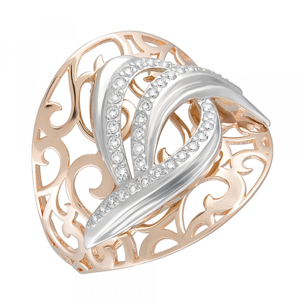 Золотое кольцо с фианитами № 124725