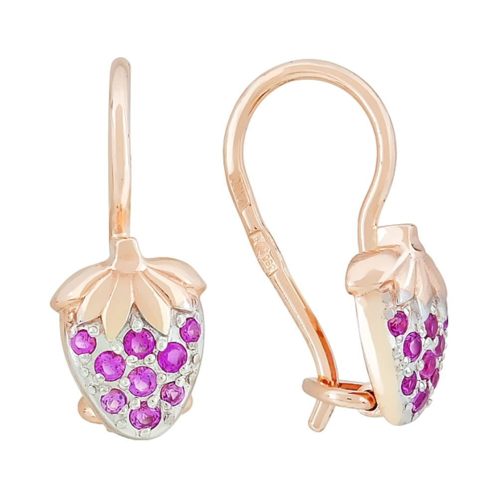 Золотые серьги с фианитами № 104226