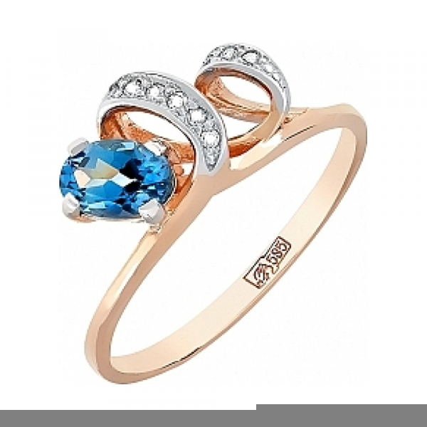 Золотое кольцо с топазом и фианитом № 115747