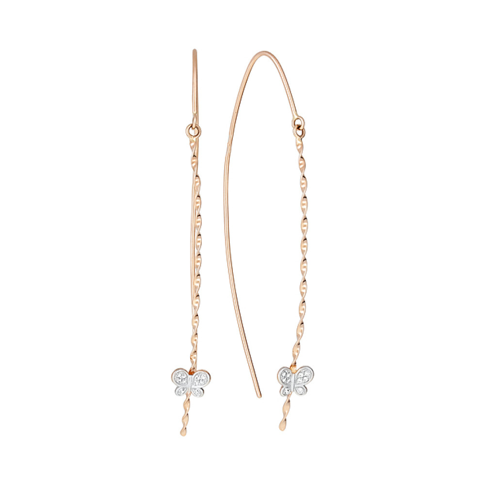 Золотые серьги с фианитами № 129255