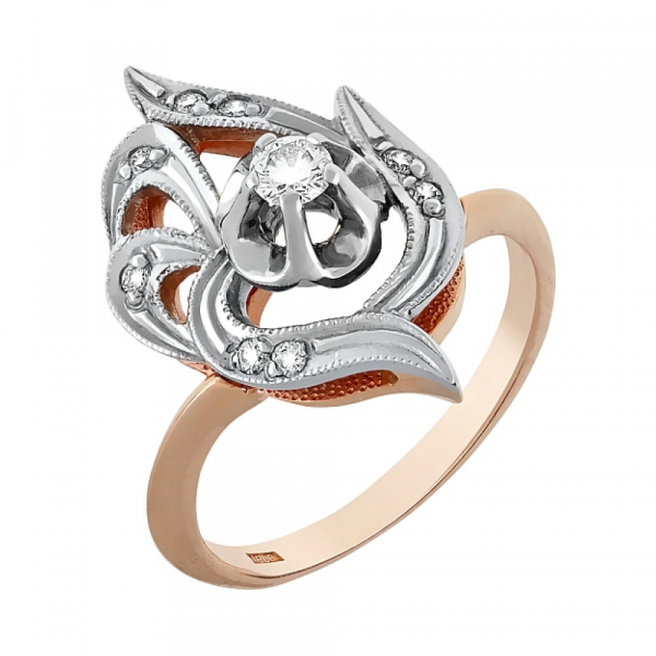 Золотое кольцо с бриллиантом № 29595