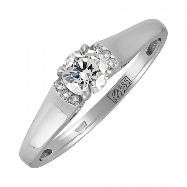 Золотое кольцо с бриллиантом № 127676