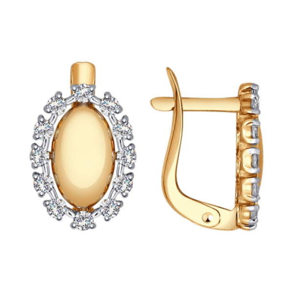 Золотые серьги с фианитом № 140938