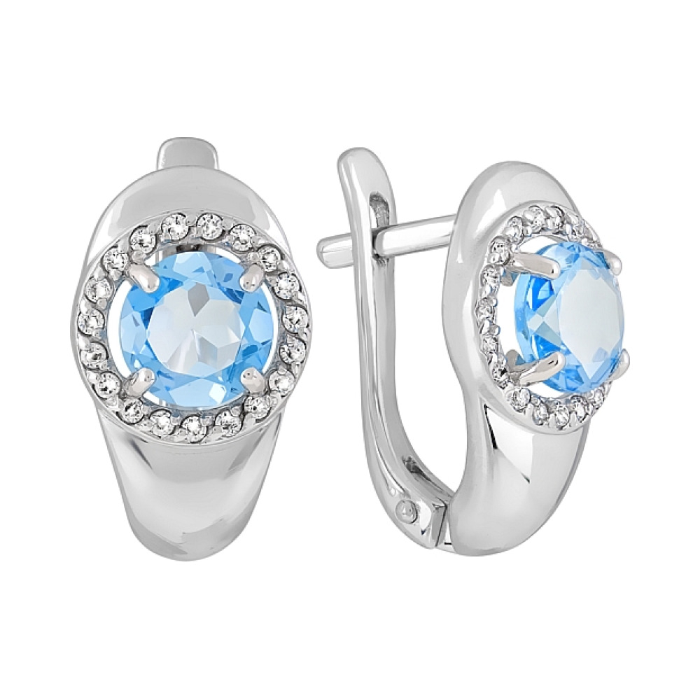 Золотые серьги с топазом и фианитом № 120233