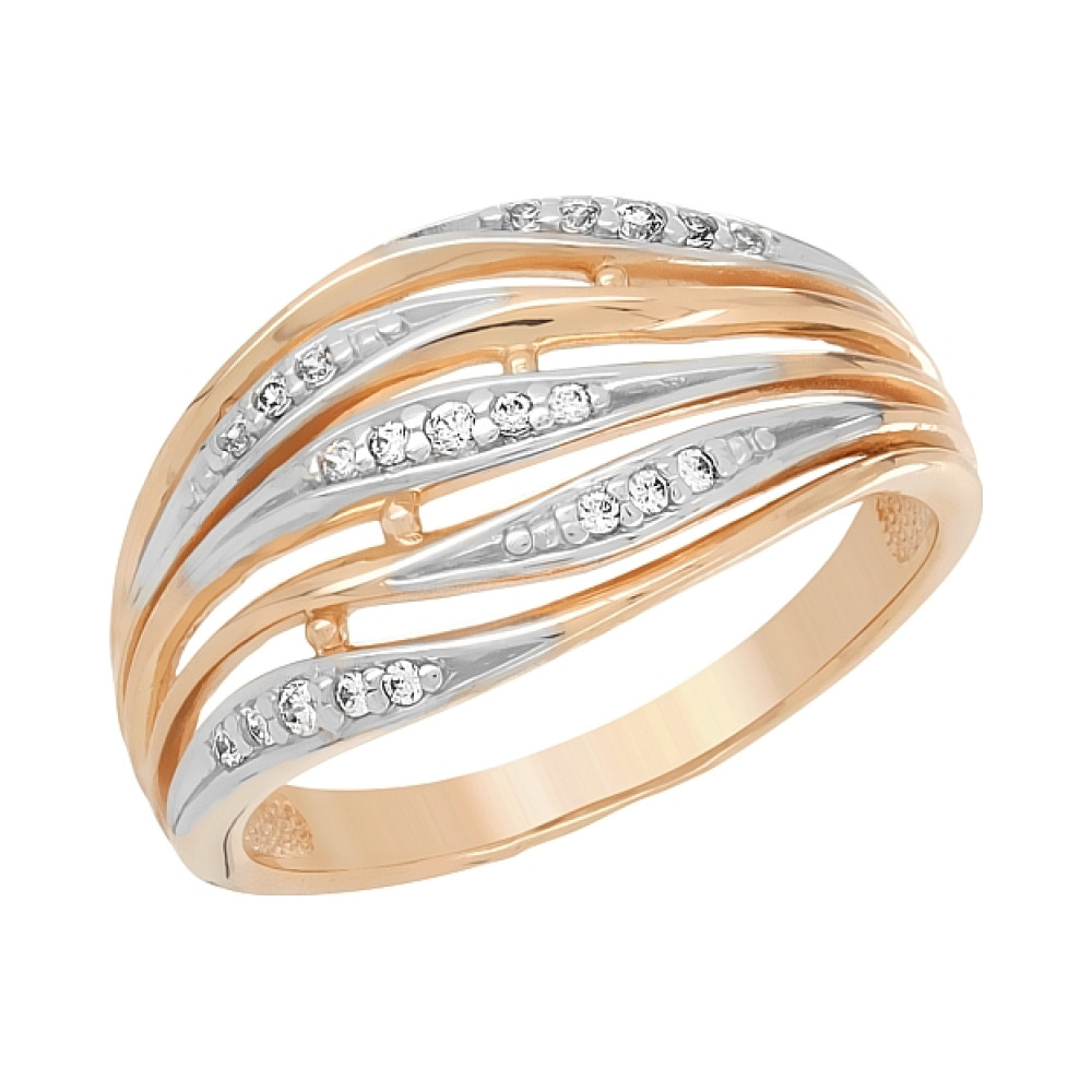 Золотое кольцо с фианитами № 109774