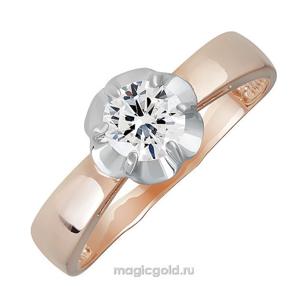 Золотое кольцо с фианитом № 139613