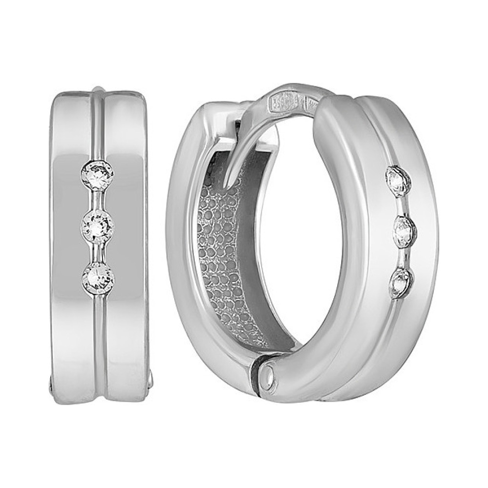 Серебряные серьги с фианитом № 132950