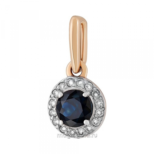 Золотая подвеска с бриллиантом и сапфиром № 105528