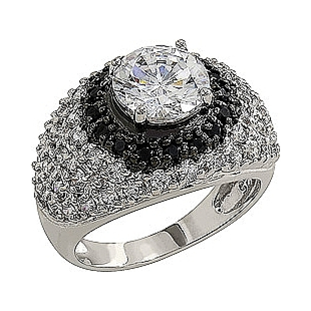 Серебряное кольцо с фианитом № 80554