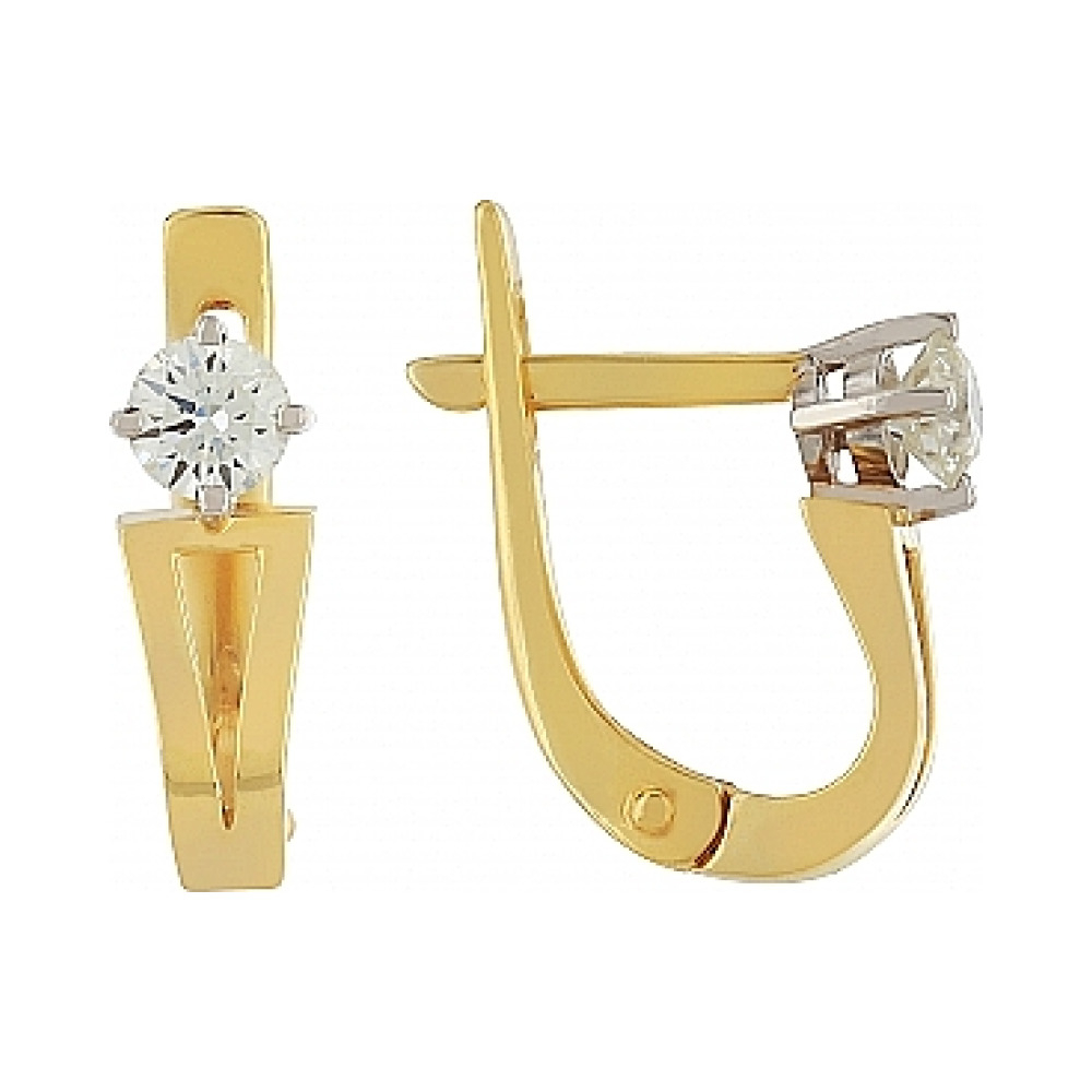 Золотые серьги с бриллиантом № 80056