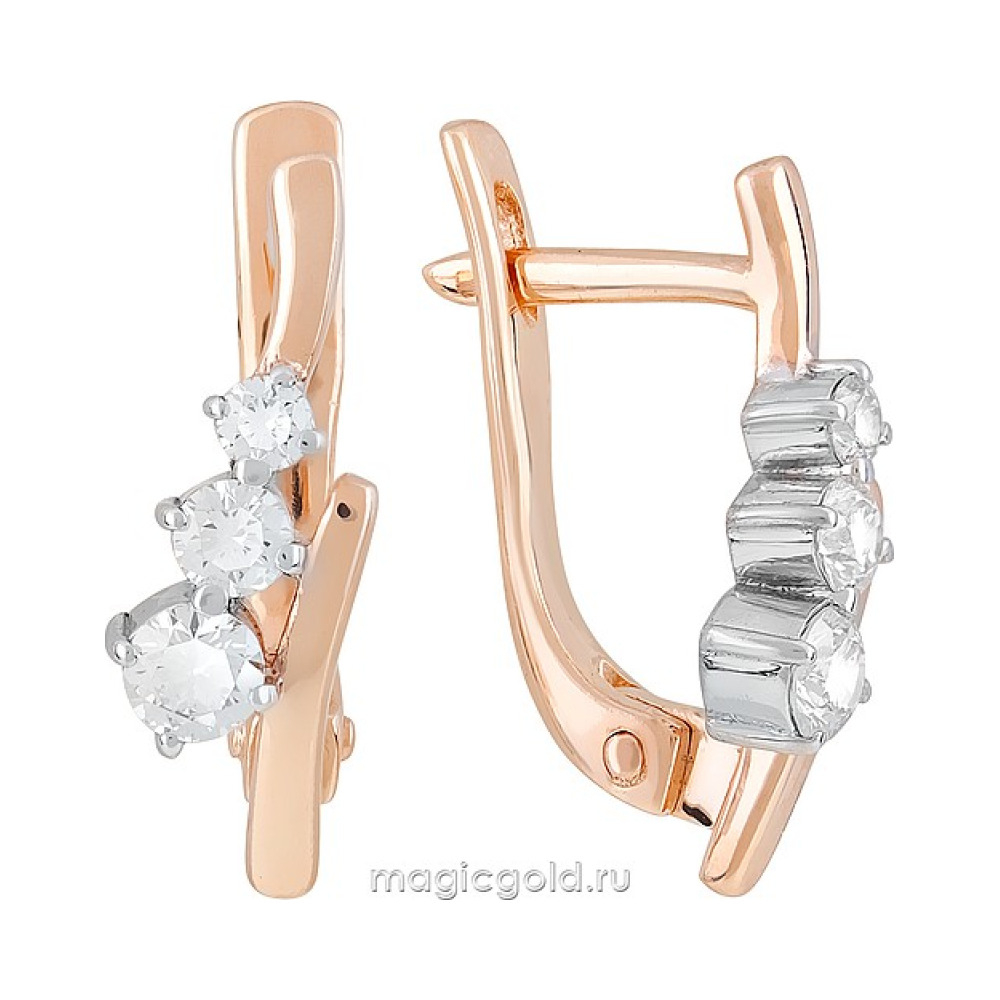 Золотые серьги с бриллиантом № 161512