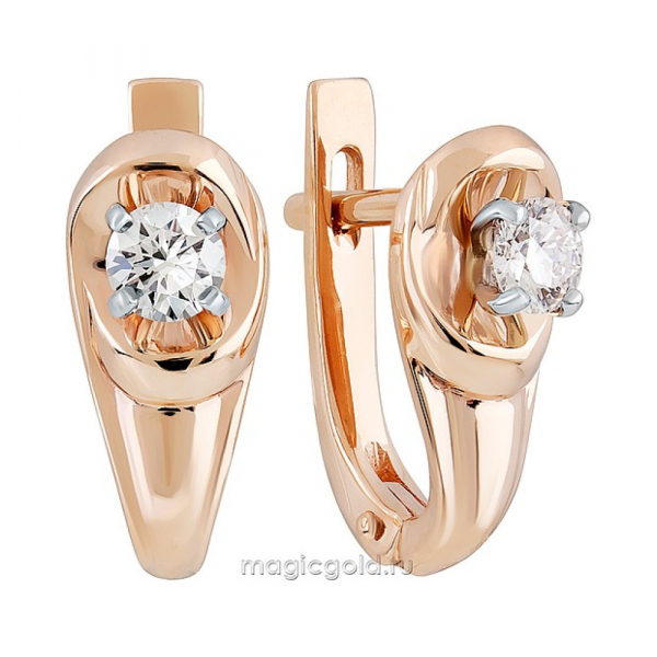 Золотые серьги с бриллиантом № 160744