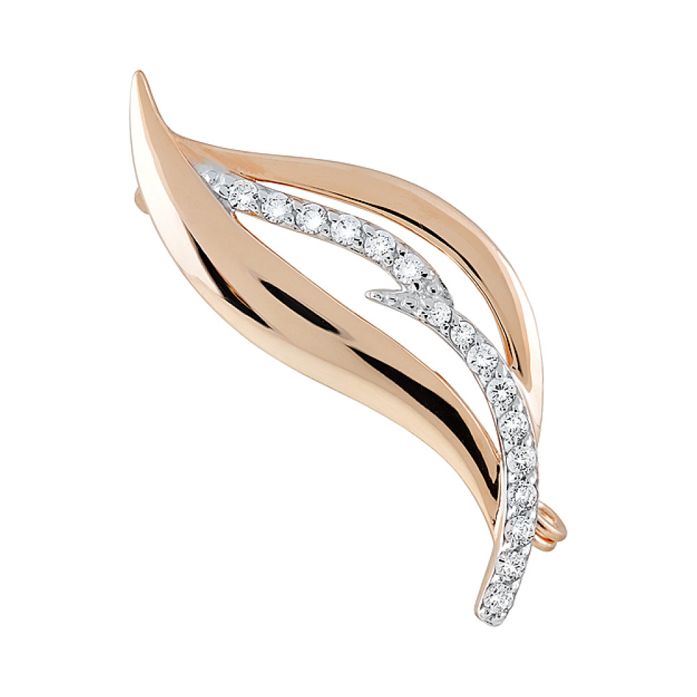 Золотая брошь с фианитами № 123748